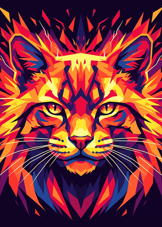 Colorful Geometric Cat Portrait