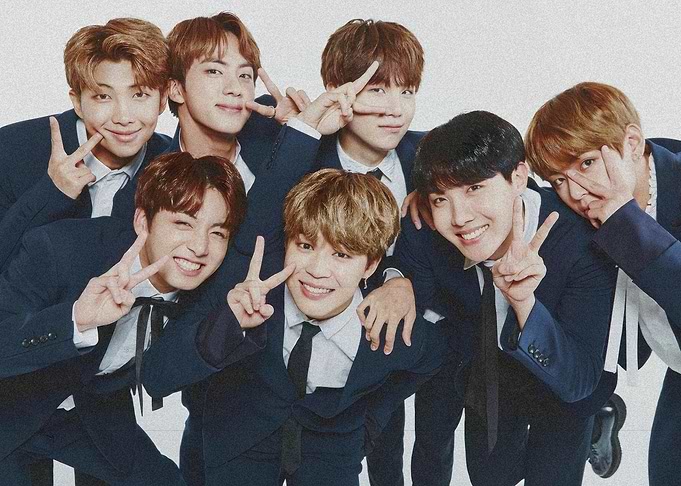 BTS Group Portrait with Peace Signs
