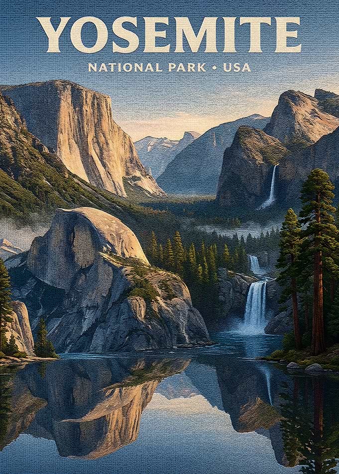 Yosemite National Park Vintage Travel Poster