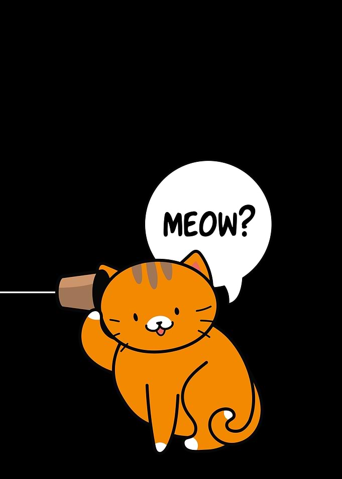 Cartoon Cat with Cup Phone