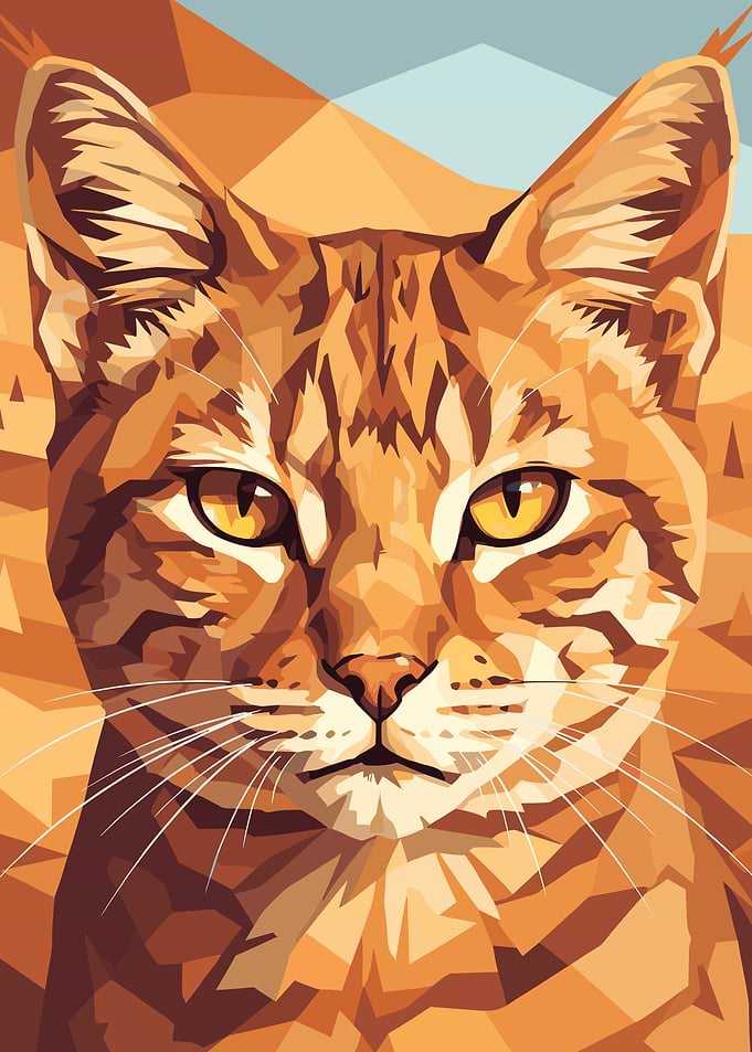 Geometric Orange Cat Portrait
