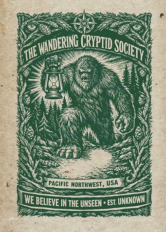 The Wandering Cryptid Society - PNW Bigfoot Vintage Art