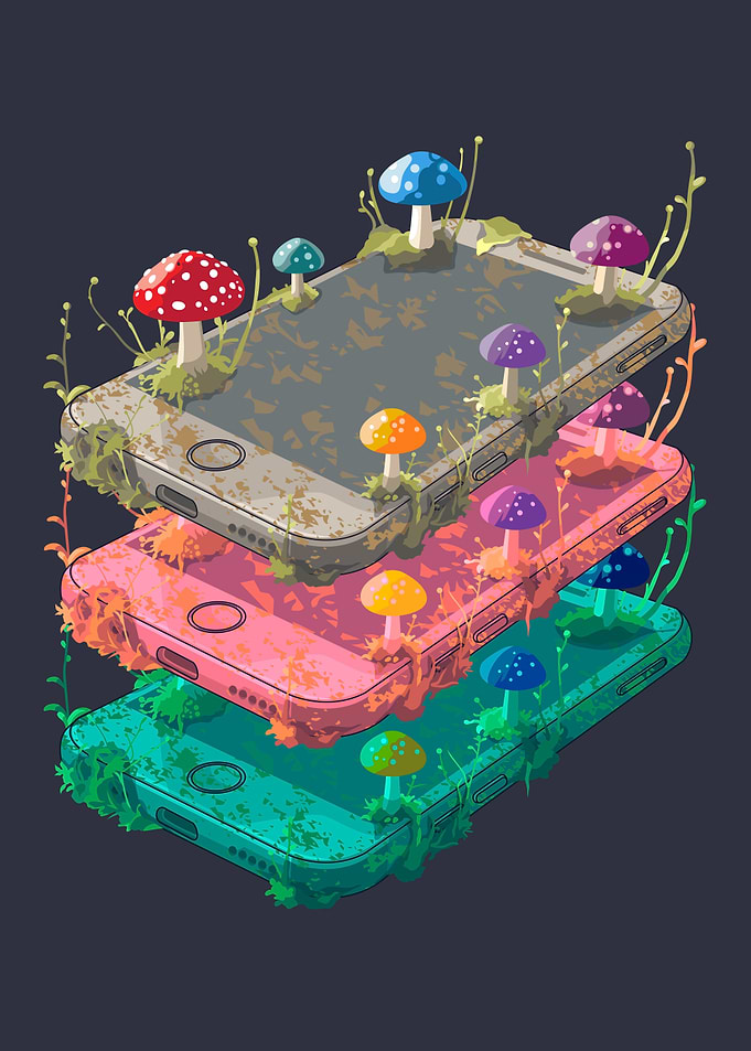 Phones with Mushrooms in Post Apocalyptic Era