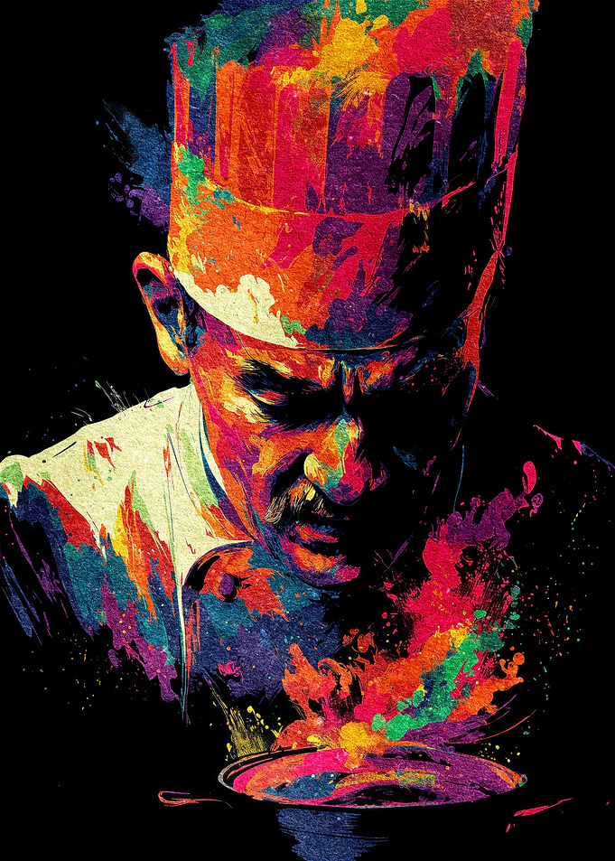 Colorful Chef Savoring the Aromas Print