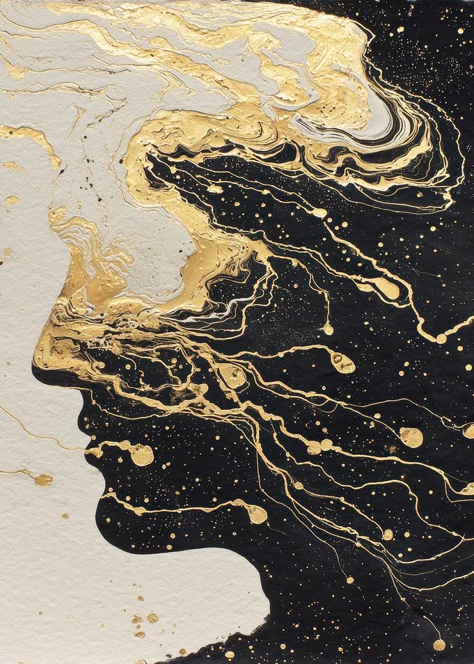 Abstract Profile in Gold and Black