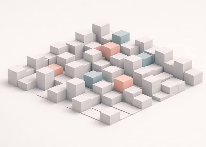Abstract Cubes with Pastel Accents