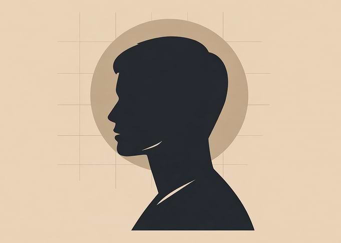 Man's Silhouette Profile with Circle