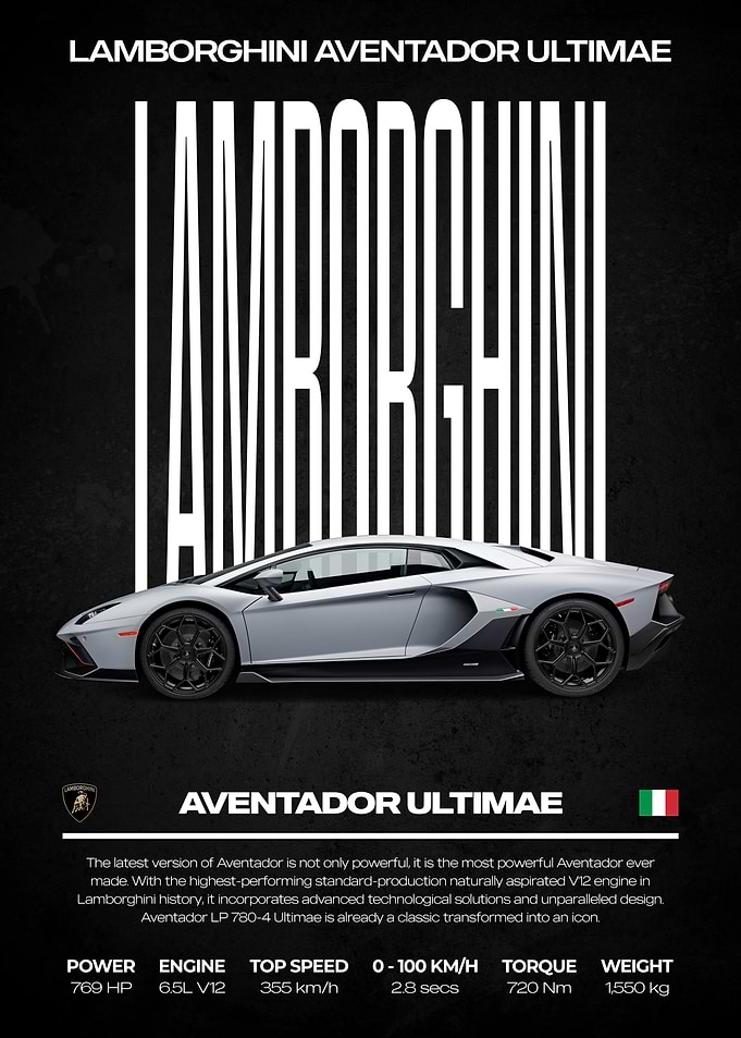 Lamborghini Aventador Ultimae Car Poster