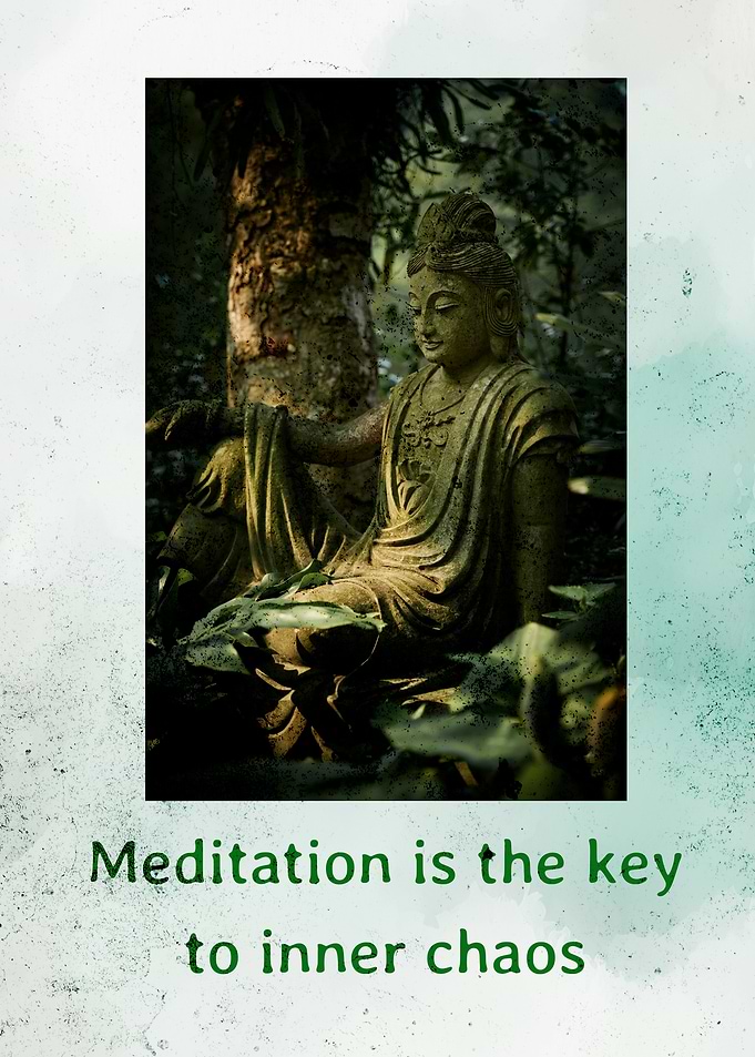 Buddha Statue with Meditation Quote