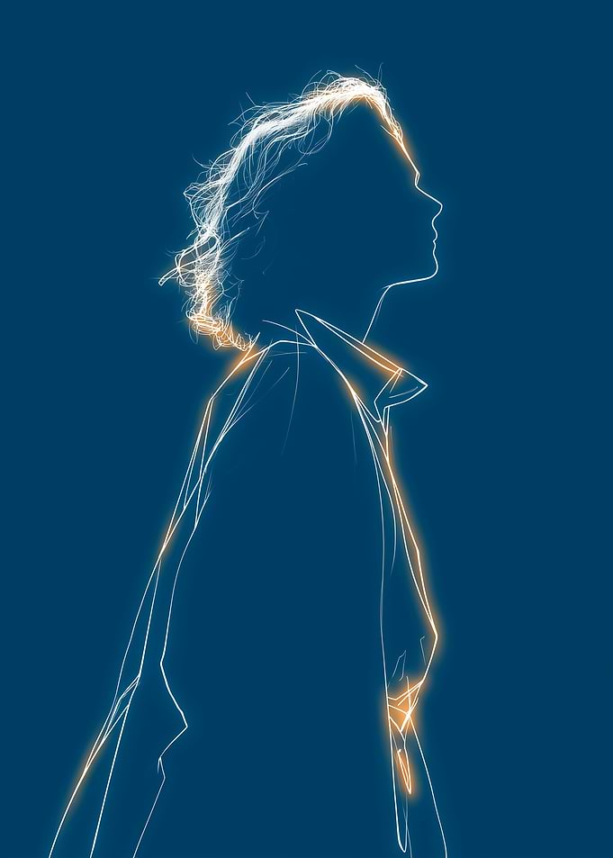 Woman's Silhouette with Glowing Outline