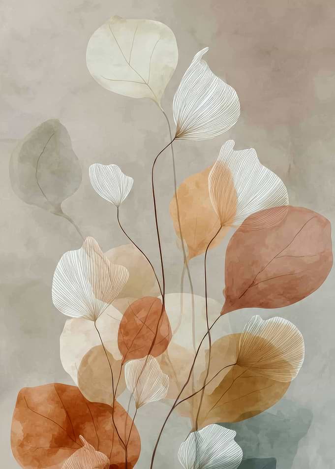 Abstract Floral Art with Earth Tones