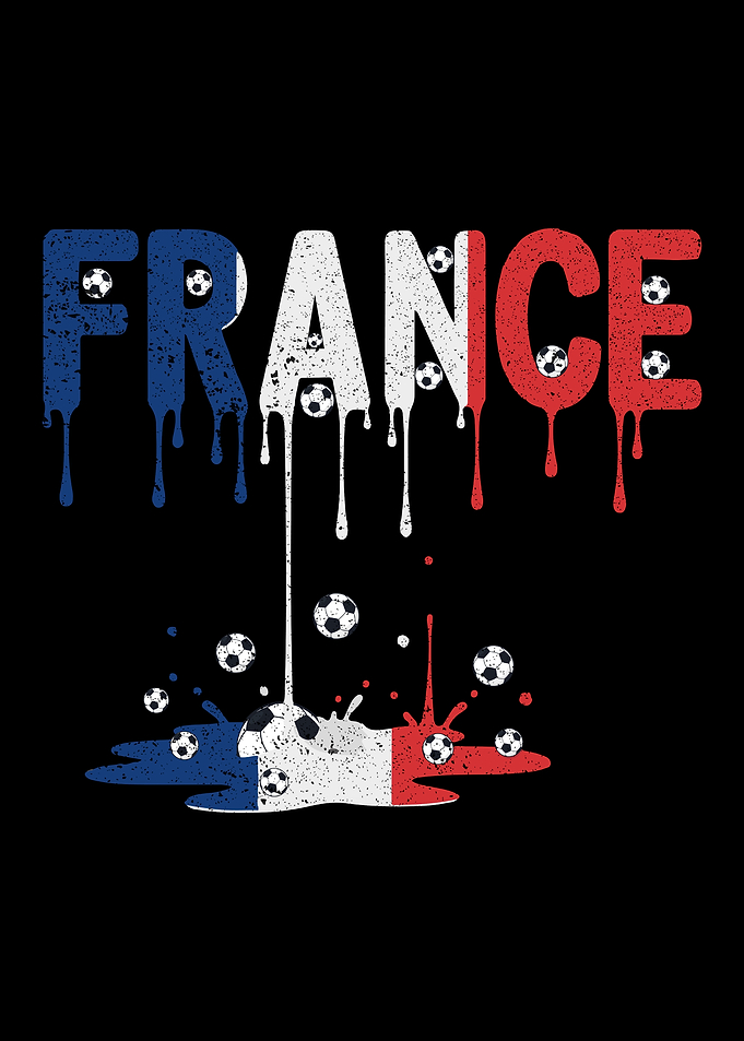 Cute France Flag Soccer Football Dripping Art