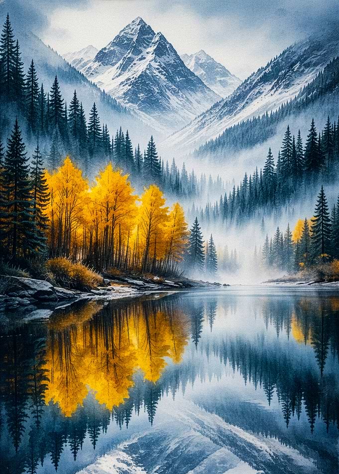 Autumn Mountain Lake Reflection