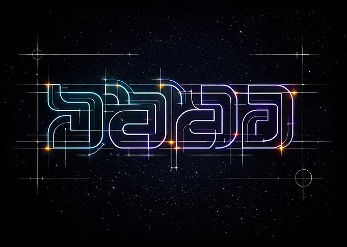 Neon Futuristic Text on Starry Background