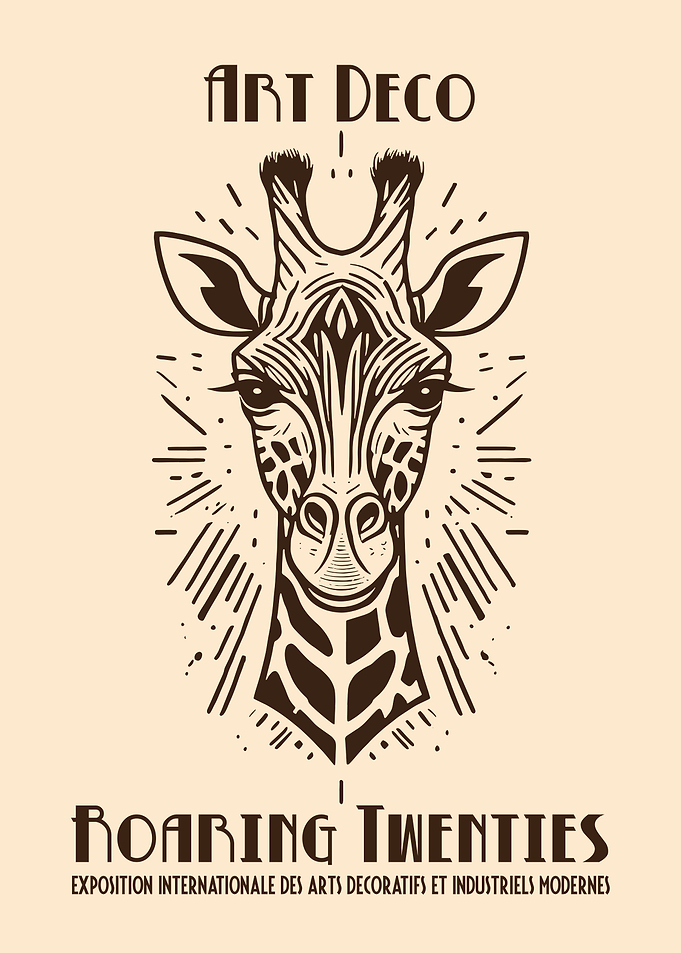 Art Deco Giraffe Roaring Twenties Poster