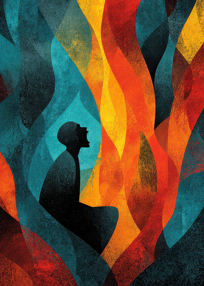 Abstract Silhouette in Emotional Turmoil