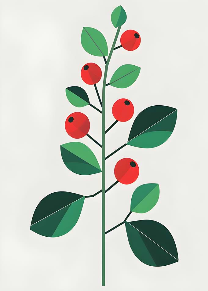 Stylized Berry Branch Illustration