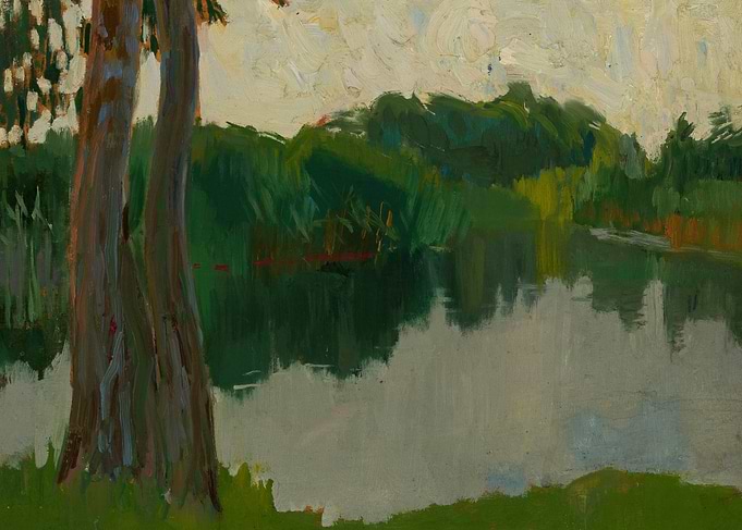 Impressionistic Lake Landscape Painting