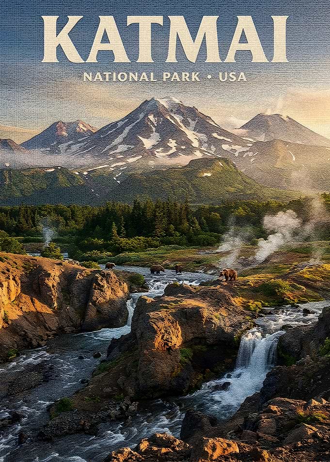 Katmai National Park Travel Poster