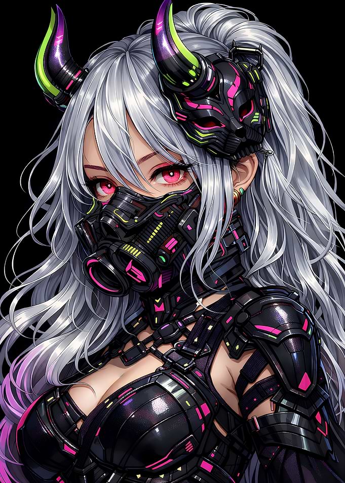 Cyberpunk Anime Girl with Mask