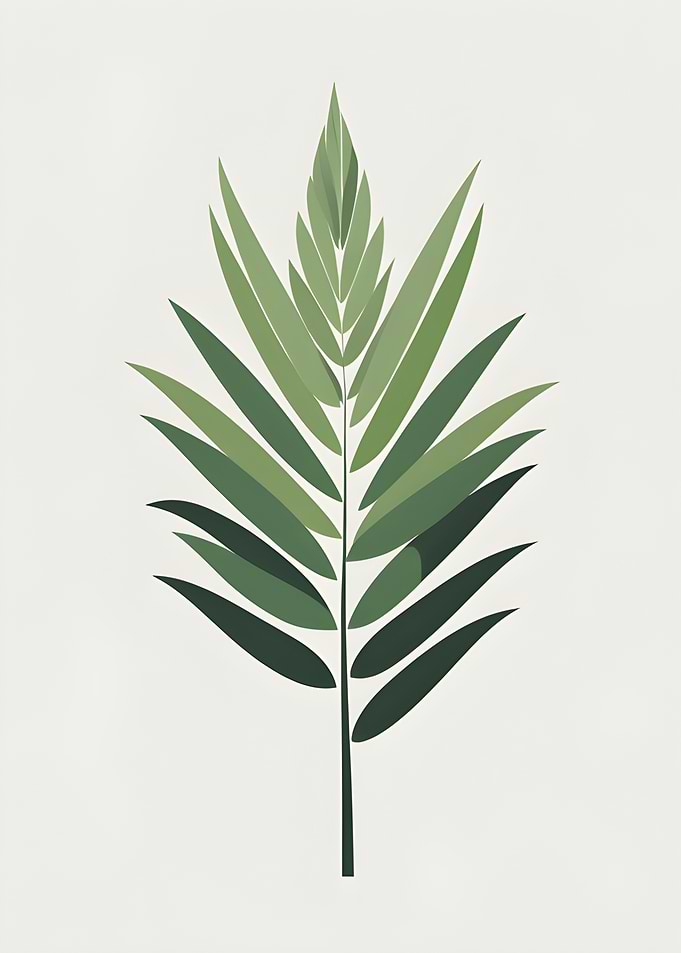 Minimalist Green Palm Leaf Illustration