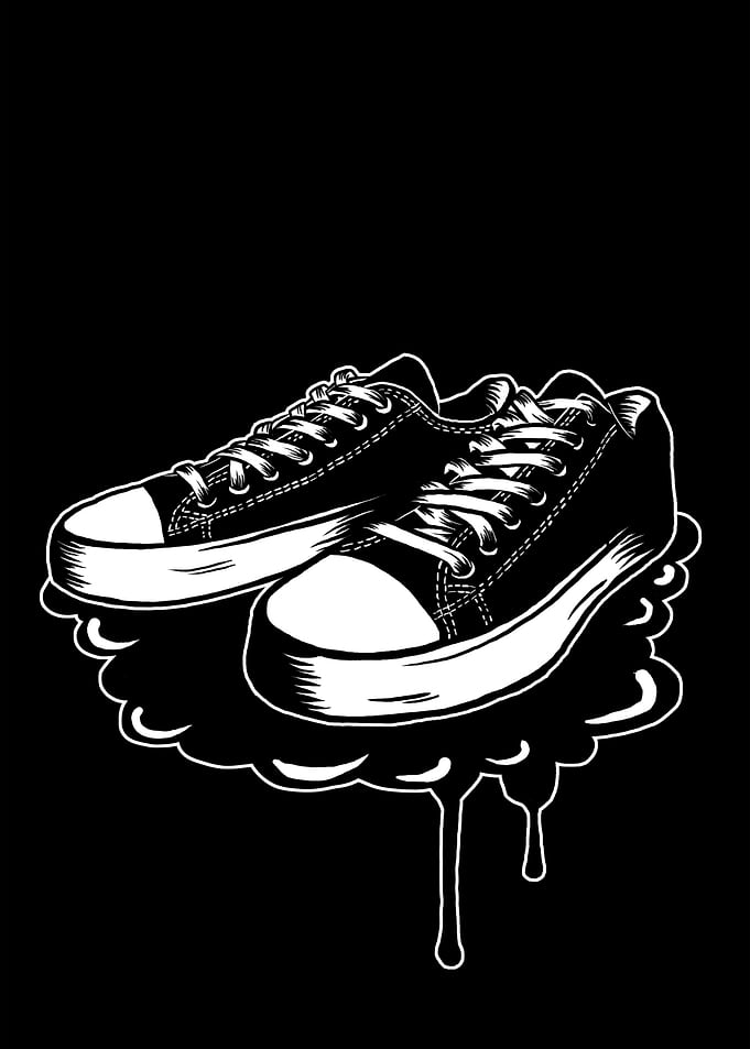 Black and White Sneakers Illustration
