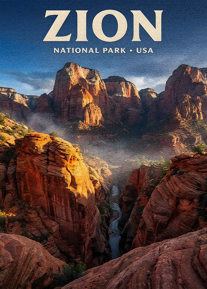 Zion National Park Travel Poster