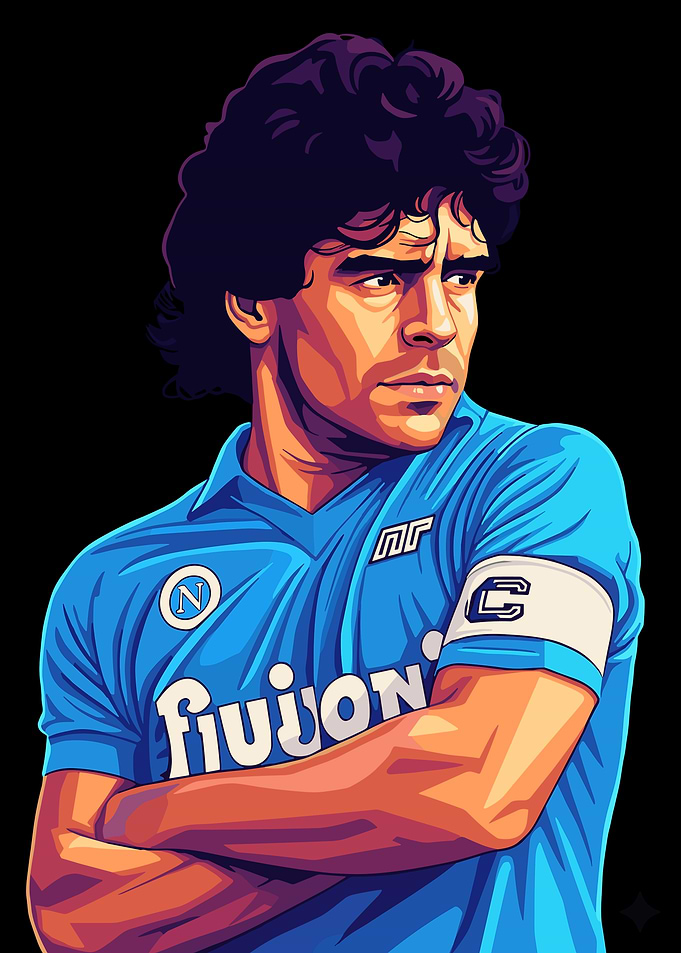 Maradona Portrait in Napoli Jersey