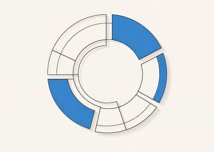 Abstract Circular Diagram with Blue Segments