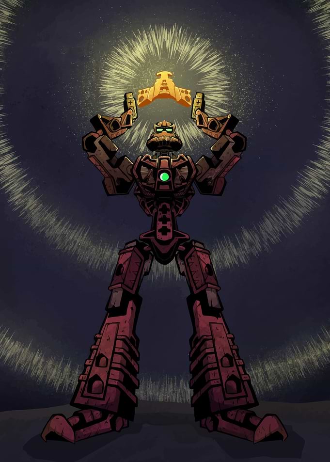 Bionicle Robot Holding Golden Object