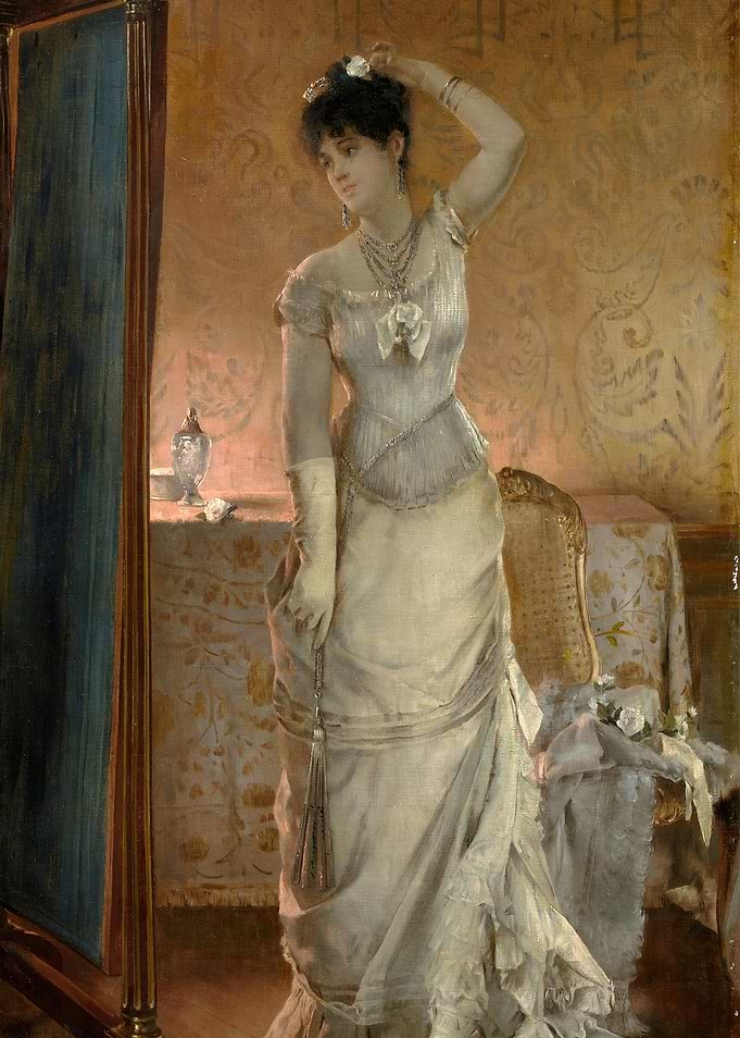 Elegant Woman in White Dress Painting