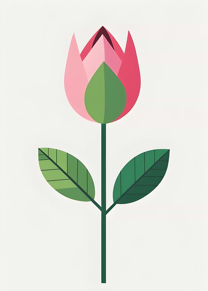 Minimalist Pink Tulip Illustration