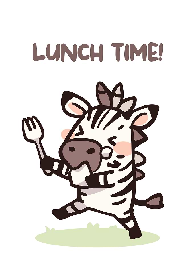 Cartoon Zebra Ready for Lunch Time