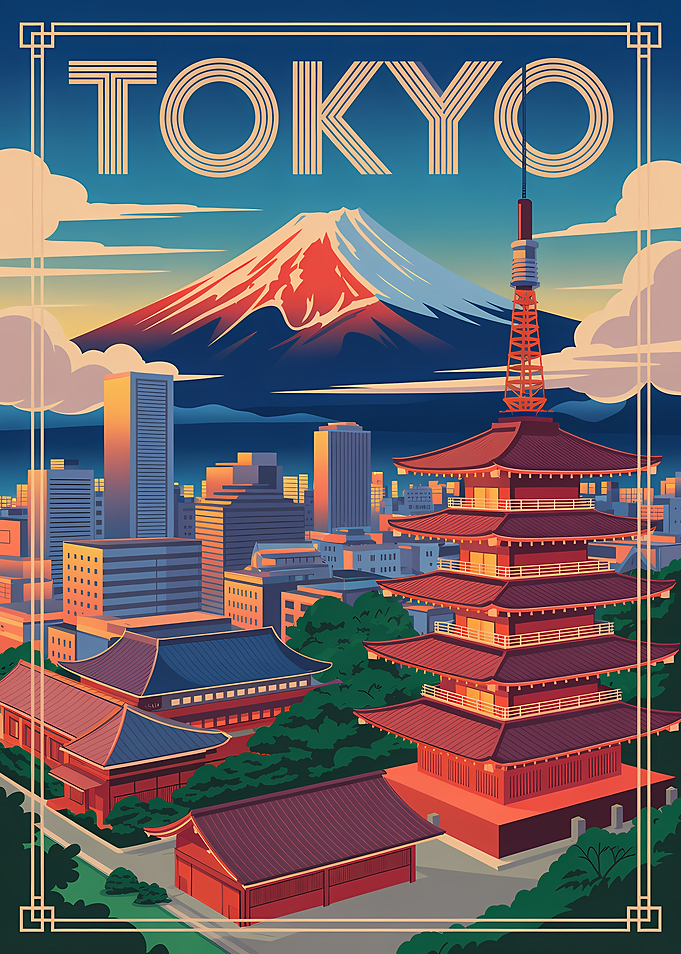 Tokyo Cityscape with Mount Fuji