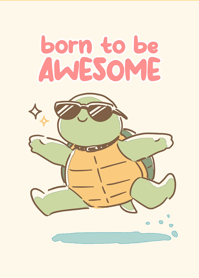 Awesome Turtle Cartoon Illustration