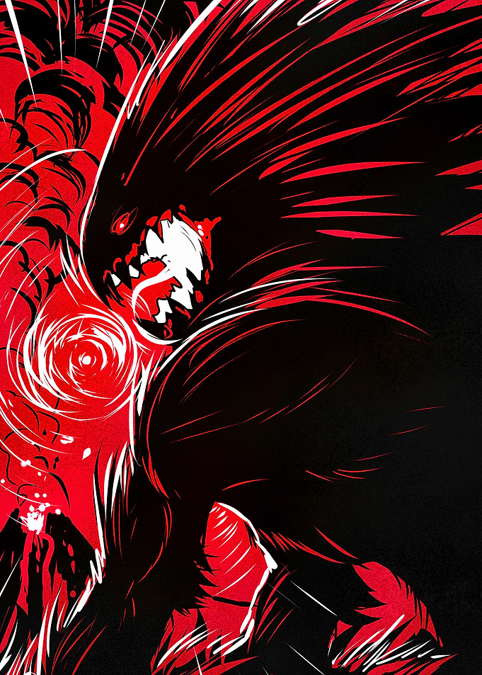 Red and Black Monster Illustration