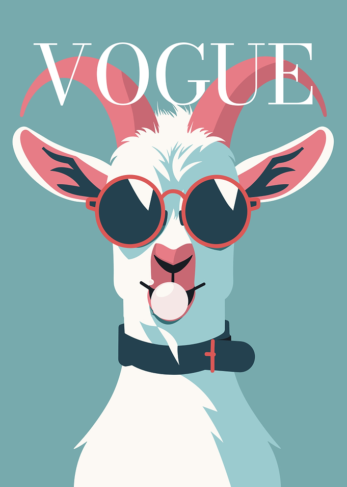 Vogue Goat with Sunglasses and Bubblegum