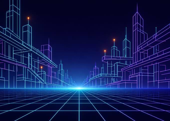 Neon Cityscape Grid