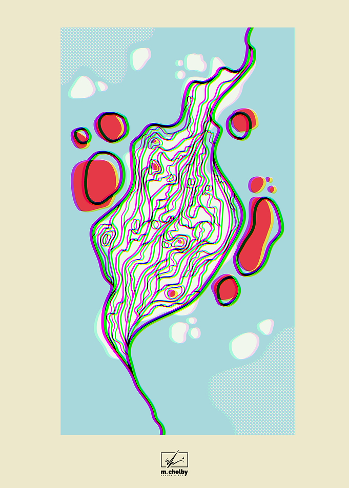 Abstract Topographic Art with Chromatic Aberration