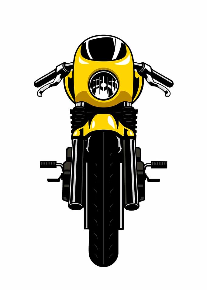 Yellow Motorcycle Front View Illustration