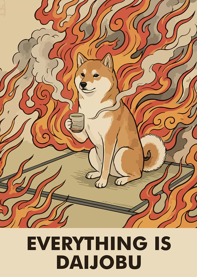 Everything is Daijobu Shiba Inu Japanese Ukiyo E Poster