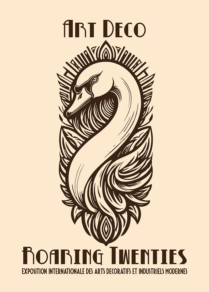 Art Deco Swan Roaring Twenties Poster