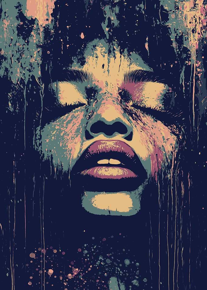 Abstract Portrait with Eyes Closed