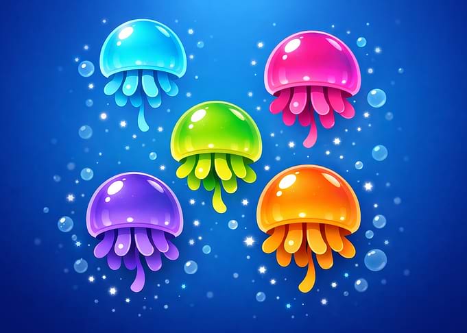Colorful Jellyfish Cartoon Illustration