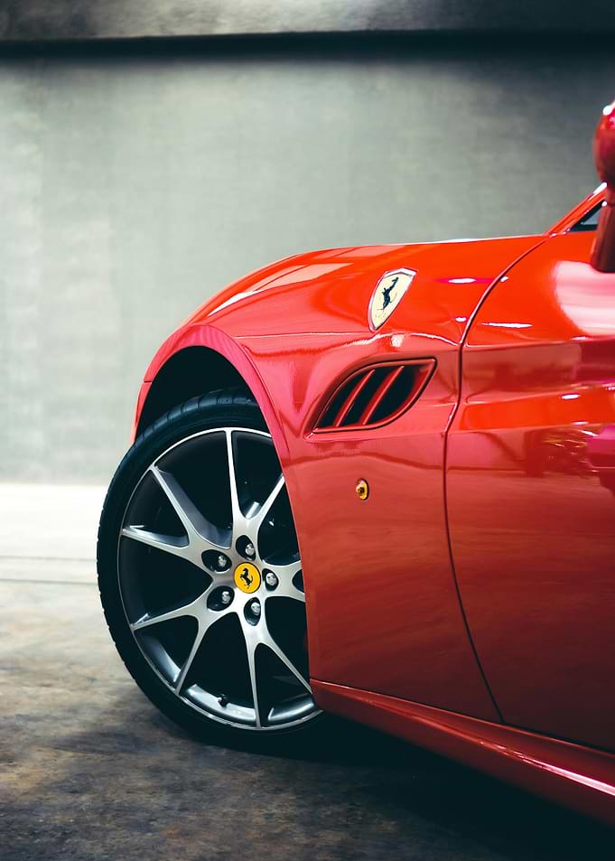 Red Ferrari Car Close-Up