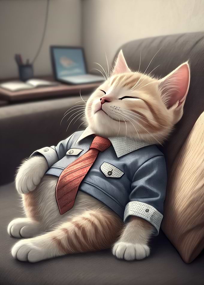 Relaxed Cat in Business Attire