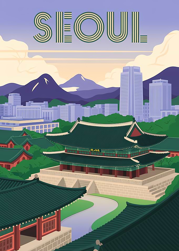 Seoul Cityscape Illustration