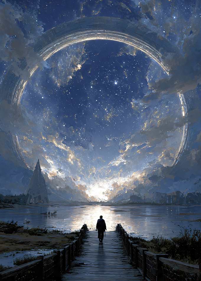 Celestial Ring Over Water Landscape