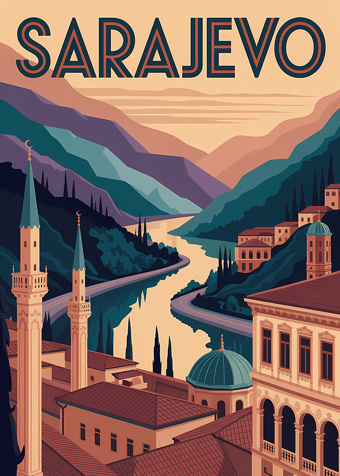 Sarajevo Travel Poster Illustration