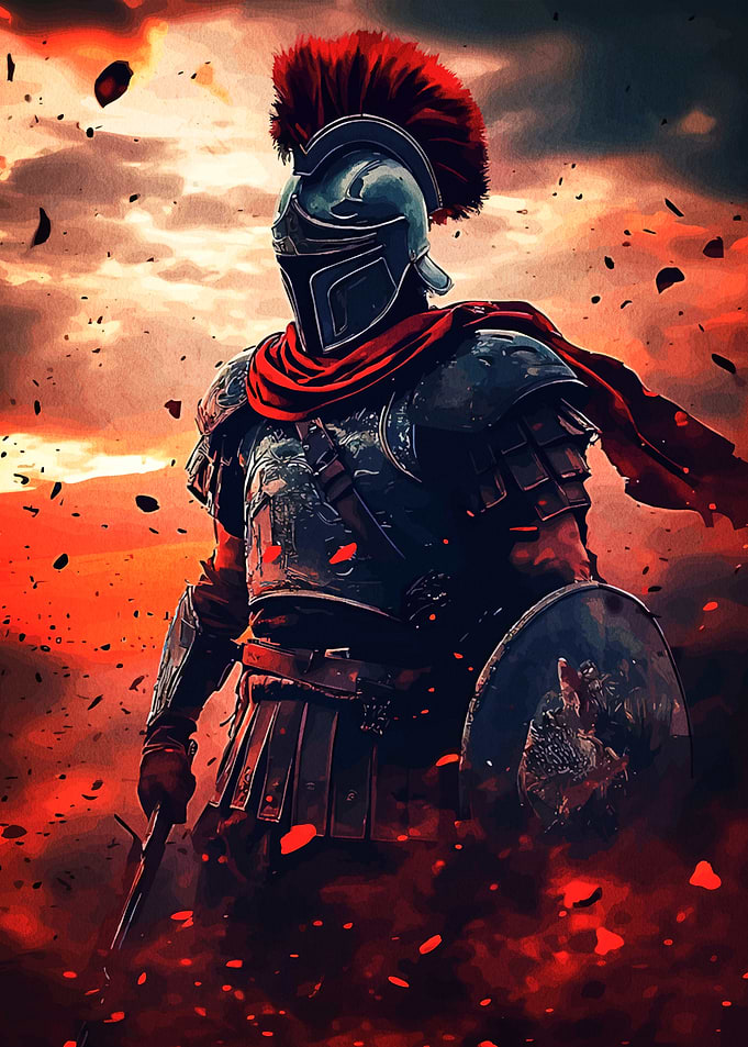 Ancient Warrior in Red and Black